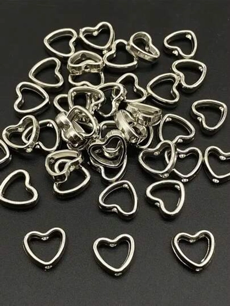 50pcs 12mm Heart-Shaped Bead Caps, CCB Bead Frames, For DIY Jewelry Making, Necklace, Bracelet, Earrings, Pendant Connectors With Spacer Bead For Jewelry Crafting Accessories