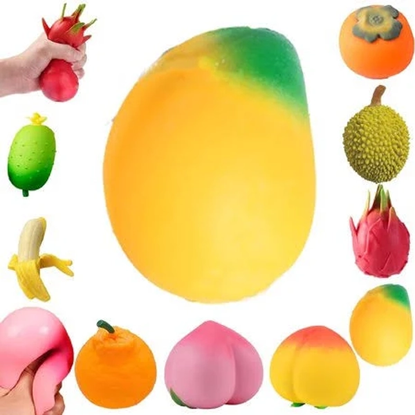 Fruit Squishy Toys Set, Soft Slow Rising Squeeze Stress Relief Fidget Toys(Mango), Multicolor