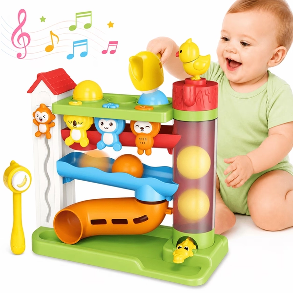 UQN Ball Drop Toys for 1 Year Old, Hammer Drop Ball Tower for Toddler 1-3, Musical Baby Toy with Lights & Sounds, Interactive Montessori Toys, Birthday Gifts for Girls Boys Age 12-18 Months Old - Walmart.com