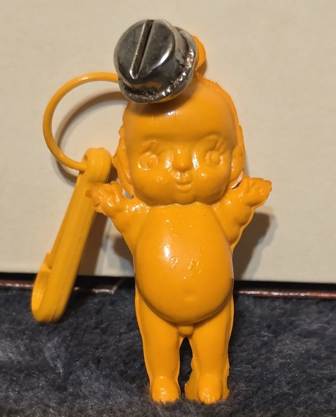 Vintage 80's Plastic Clip On Bell Charm Orange Baby Boy Clip On Bell Rare EUC 