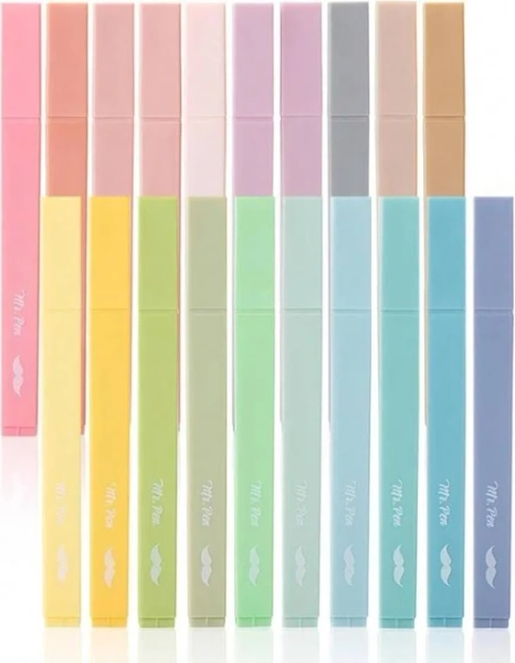 Mr. Pen- Aesthetic Highlighters, 20 Pcs, Chisel Tip, Pastel Colors, No Bleed Bible Highlighter Pastel, Assorted Colors,