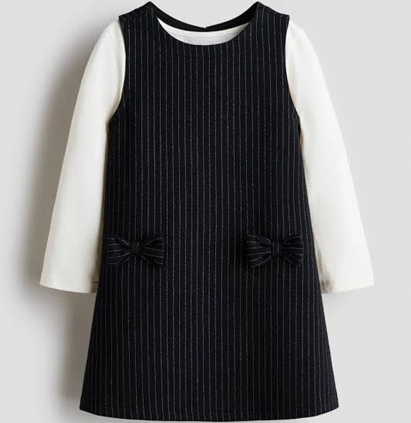 H&M Girls 2-Piece Pinstriped Dress and Top Set