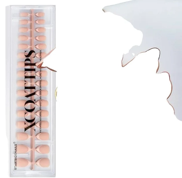 BTArtbox Xcoattips French Peach Short Almond Pastel Tips
