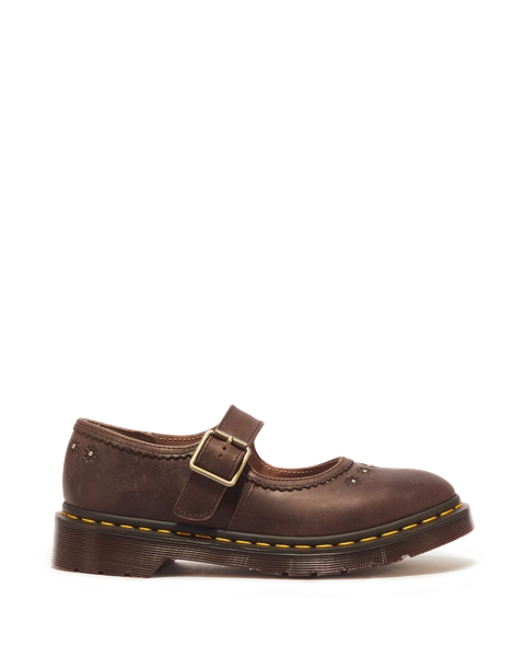 Mary Jane Flower Crazy Horse Leather Shoes — 5