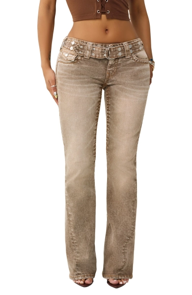 Joey Stud Belt Low Rise Flare Leg Jeans