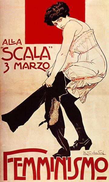 WOMAN ALLA SCALA FEMINIST FEMMINISMO PANTS SALVADORI ITALY VINTAGE POSTER REPRO