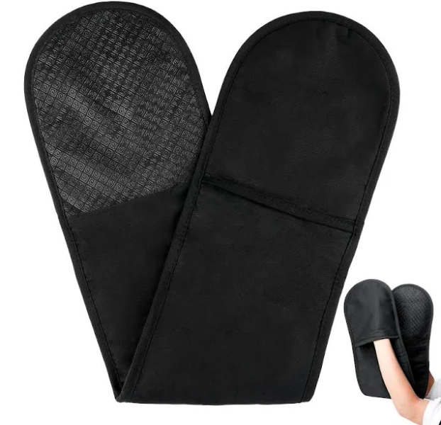 Black Oven Gloves, Oven Gloves Heat Resistant with Non-slip Design, Cotton Oven Mitts, Modern Cooking Oven Glove, Double Oven Gloves for Grilling,