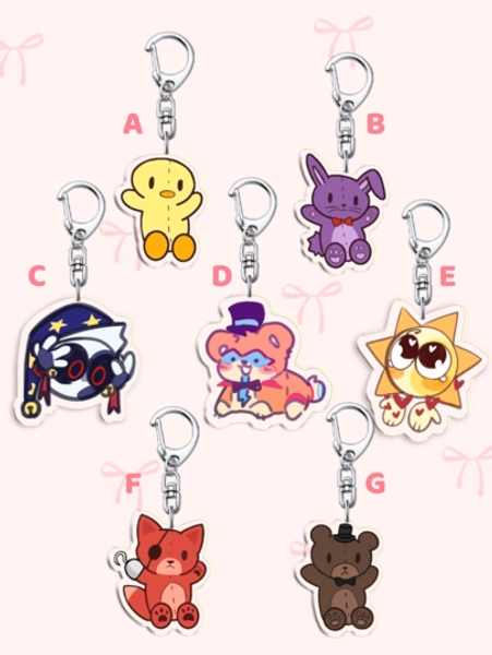 1pc Y2K Style Cartoon FNAF Acrylic Keychain,Character Printed Acrylic Keychain, Five Nights At Fredd-Y Keychain, Car Keyring,Everyday Bag Accessory, Bag Charm, Lanyard, Key Holder. Ideal For Boyfriends, Girlfriends, Family Members, Doctors, Nurses, Christmas Gifts, Cell Phone Decorations, And More.