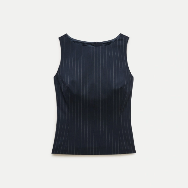 Shell top in striped â lightspun wool blend