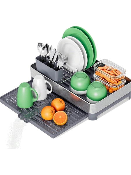 Small Dish Drying Rack For Kitchen Counter,Collapsible Dish Drying Rack Space Saving, 304 Stainless Steel Dish Drying Racks, Compact Dish Drainer Racks Foldable, Small Dish Racks For 1-3 Persons