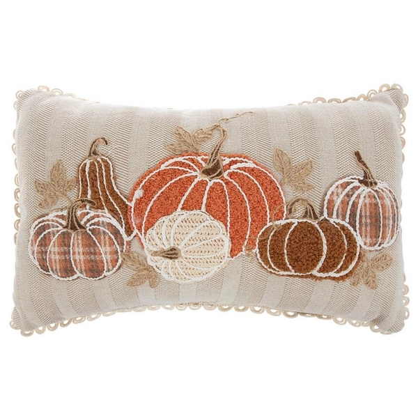 Textured Pumpkins Striped Pillow
