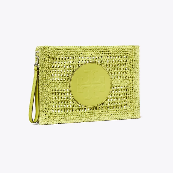 Ella Hand-Crocheted Pouch in green, size OS