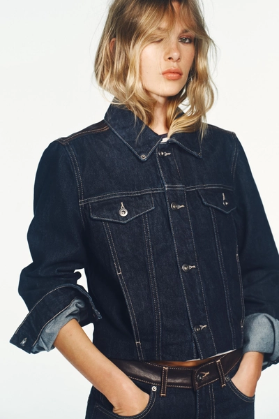 JACKE IN DENIM-OPTIK MIT LEDER