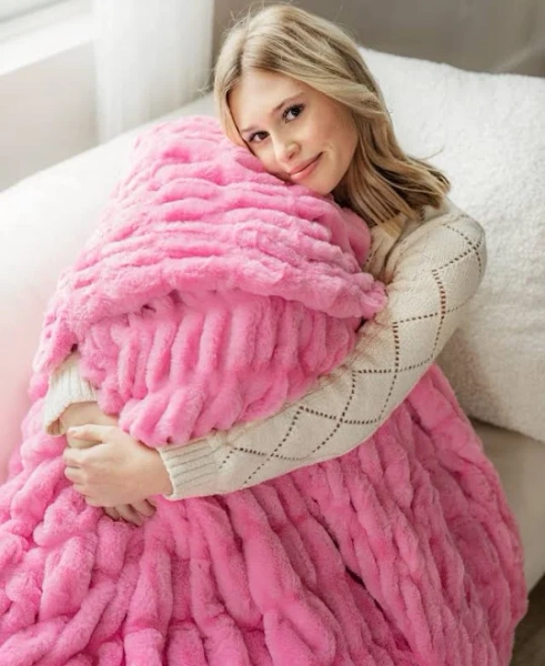 Hugs Pink Plush Blanket