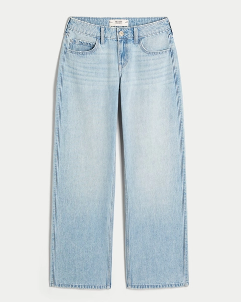 Low-Rise Light Wash Baggy Jeans