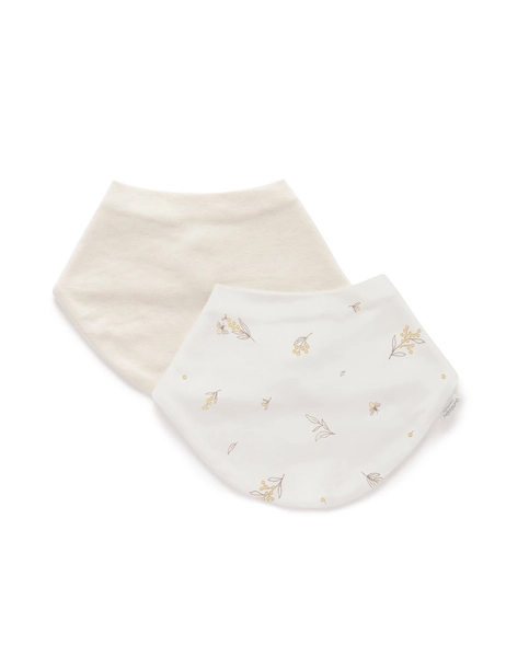 Purebaby 2 Pack Essential Dribble Bib - Vanilla Wattle Bee Pack