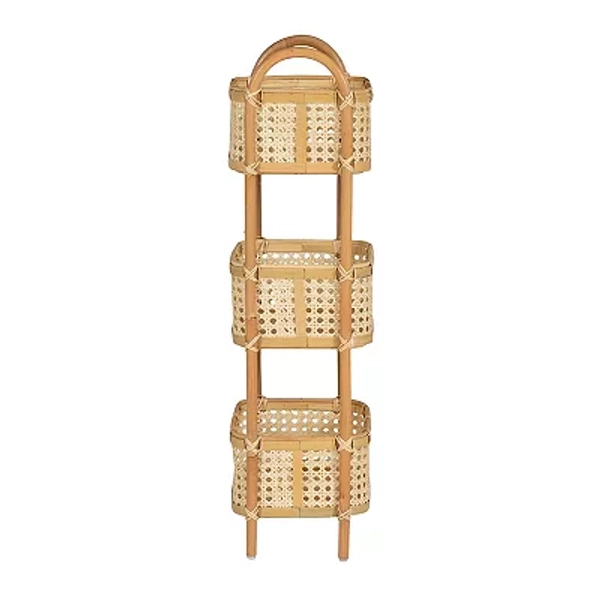 Linon Kacey 3-Tier Rattan Arch Basket Shelves
