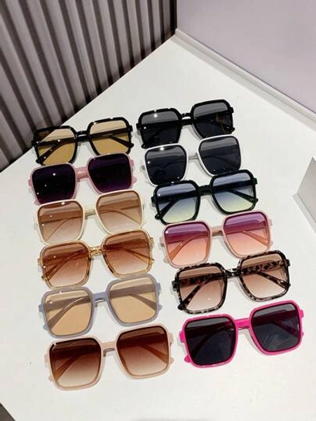 12pcs Retro Square Large Frame Sunglasses For Women Plastic Fashion Classic Decorative Outdoor Travel Beach Vacation Anti-Uv Glasses Sunglasses Beach Sun Glasses Beach Accessories For Women Sun Glasses Sunglasses Shades Basics And Suit For Sweater Jeans Sweatpants Hoodie Jackets Dress And Long Sleeve Shirt Fashionable Shade Elegant Outfit Family Outings Travel Vacation Holiday