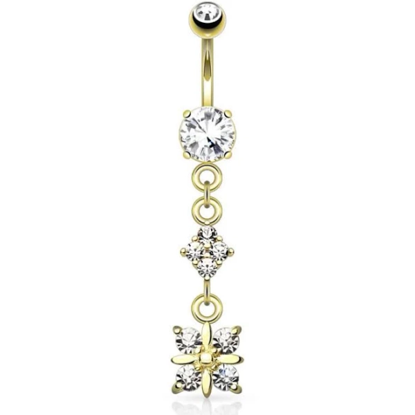 pierced universe Cute Small CZ Crystal Dangle Belly Ring