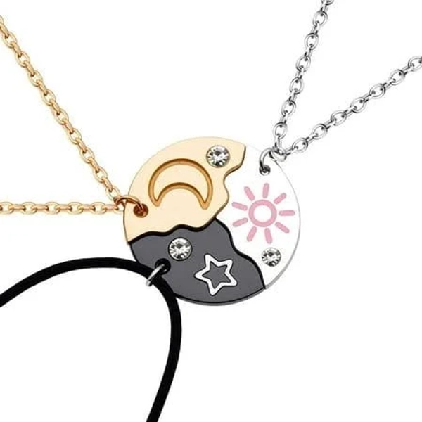 Matching Sun Moon Star Necklace Set