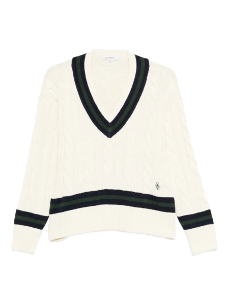 Sporty & Rich V-neck Striped Knitwear | Neutrals | FARFETCH