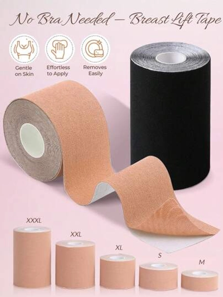1 Roll Of Breast Enhancement Tape - Self-Adhesive Elastic Breast Enhancement Tape, Breast Lift Strapless Bra, Comfortable And Breathable Stretch Fabric, Invisible Support, Free Cut, Suitable For Strapless Backless Dress