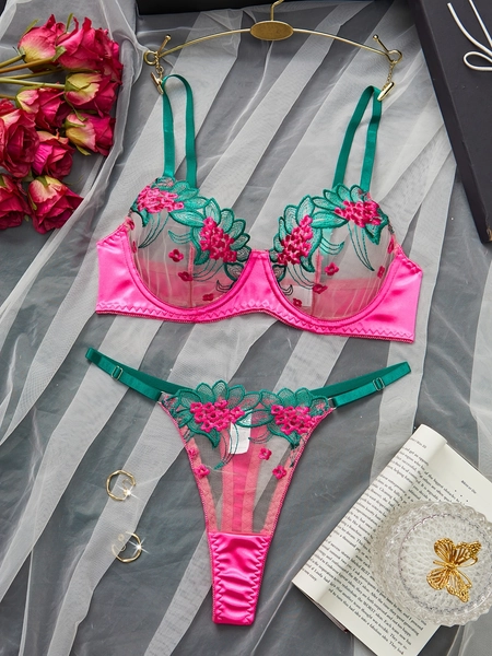 hot selling floral embroidered   bra set exquisite - Temu