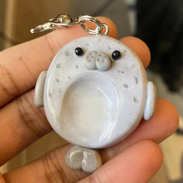 Seal Worry Stone Keychain Handmade Anxiety Fidget Charm Pocket Comfort Animal Cute Sea Creature Gift