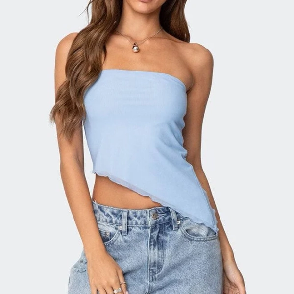 Edikted Women's Vivi Mesh Asymmetric Tube Top
