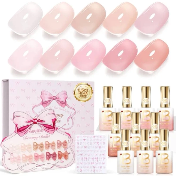 Beetles Nude Gel Polish Dreamy Ballet Hema-Free 10 Colors Jelly Pink Nude Gel Polish Set Summer Nail