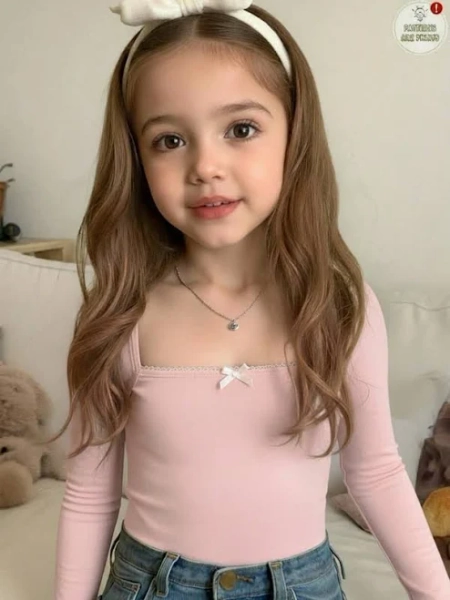 SHEIN Ruffle Collar Bow Tie Crop Top Big Sister Sister Slim Fit Long Sleeve Square Neck Kids Girl's Casual Elegant School Style