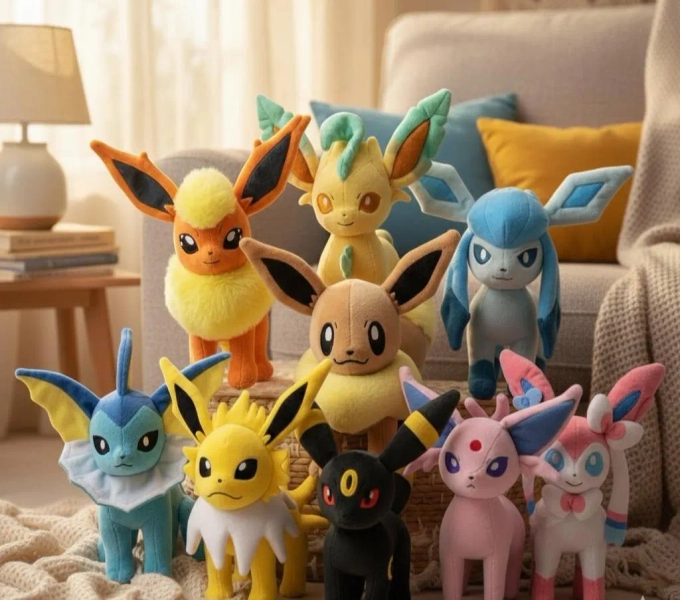 Eevee and Eeveelutions Plush Collection Kawaii Anime Stuffed Animal Umbreon, Sylveon, Espeon Soft Pokemon Gift for Kids Collectors (8 inch)