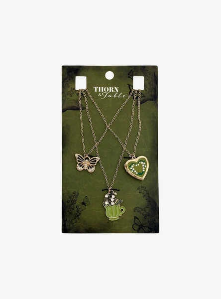 Thorn & Fable Lily Of The Valley Teacup Necklace Set
