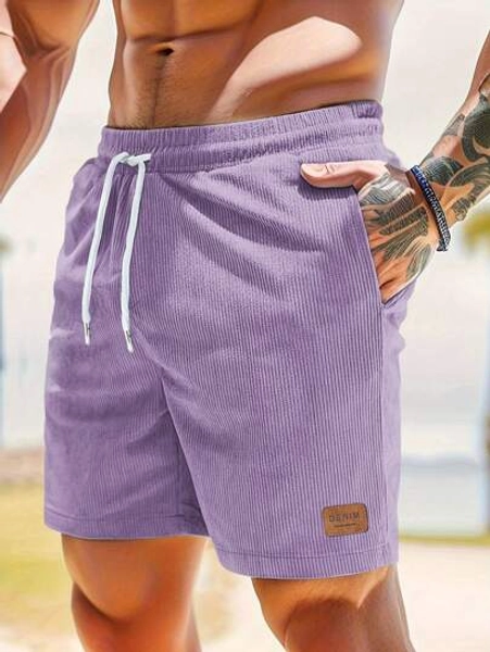 Men's Letter Graphic Drawstring Waist Pocket Casual Shorts