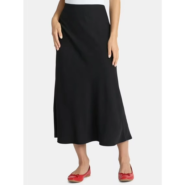 Time and Tru Women's Midi Pull On Slip Skirt, Sizes XS-XXXL