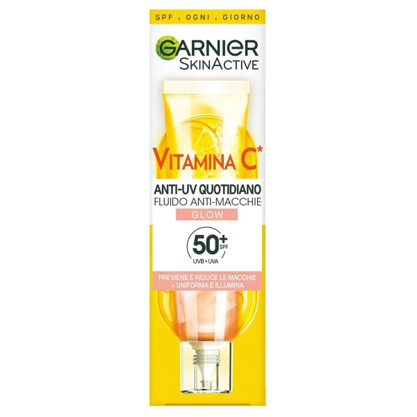 Garnier SkinActive Vitamina C Fluido Anti-UV Anti-Macchie Glow SPF 50+, 40ml