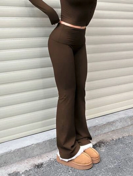 3pcs/Set Trouser Style Yoga Pants For Women Elastic Waist Gym Workout Flare Leggings Casual High Waisted Bootcut Yoga Pants