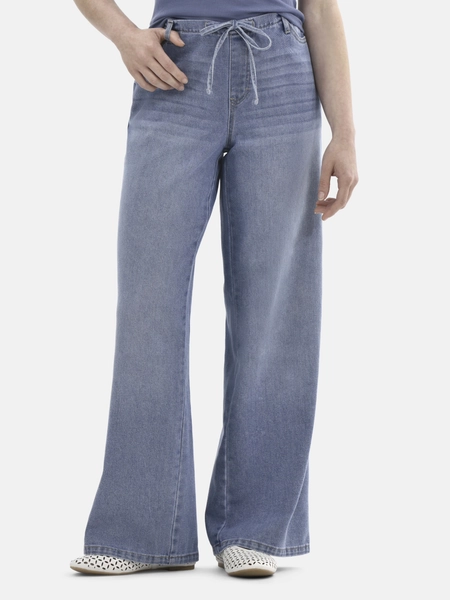 No Boundaries Mini Waistband Wide Leg Pants, 31'' Inseam, Women's - Walmart.com