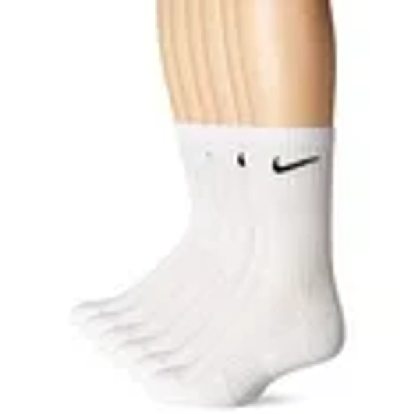 Nike Unisex Everyday Cotton Cushioned Crew Training Socks with DRI-FIT Technology, Medium White (Pack of 6 Pairs)