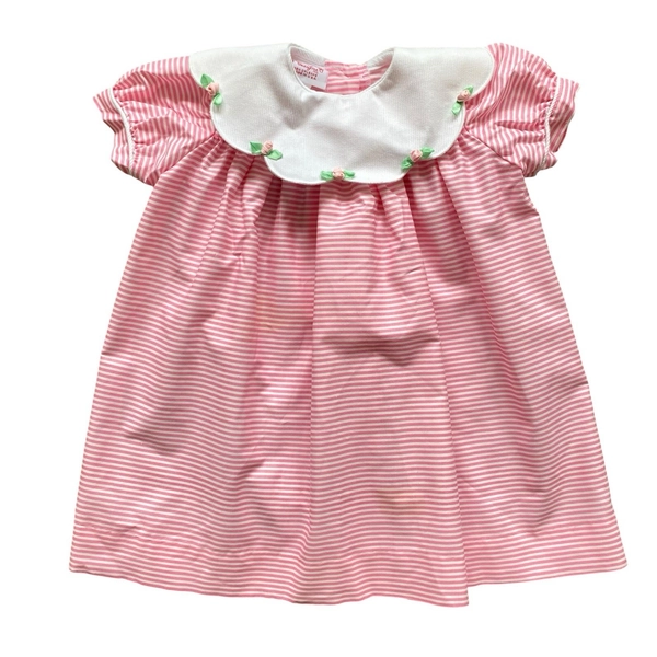 Vintage Linley Designs Baby Toddler Dress 18 Months Pink Embroidered Cotton