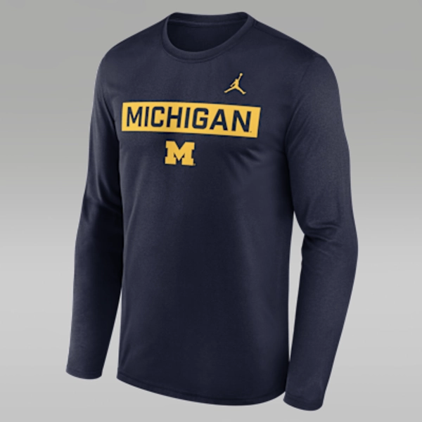 Michigan Primetime Legend 2-Hit Men's Jordan Brand Dri-FIT College Long-Sleeve T-Shirt