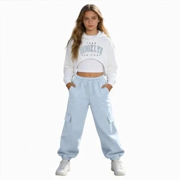 Xznpducq 9-10 Years Kid Girls Clothes 2 Piece Outfit Sweatshirt & Flare Leg Pants Fall Winter for Girl Cute Set A194-Sky Blue, Kids Unisex