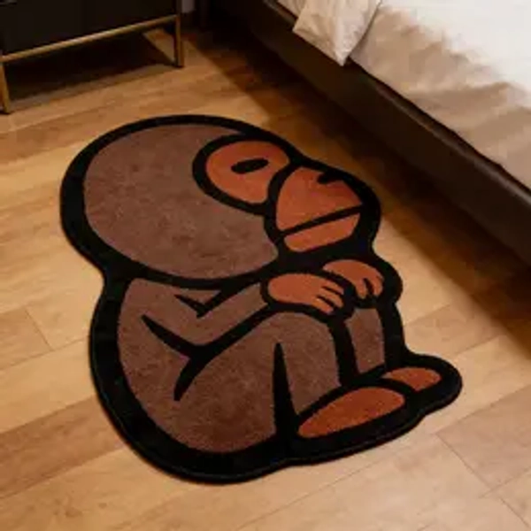 1 piece, quirky squatting monkey pattern rug, trendy cartoon rug, washable and machine washable, non-slip, suitable for indoor use, fun room decoration, Home Decorative Rug, unique home decor