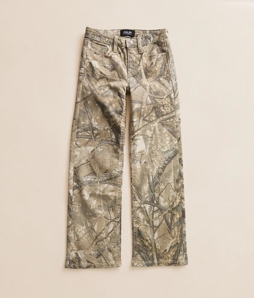 5 Leaf Camo Girls - Camo Mid-Rise Wide Leg Stretch Jean