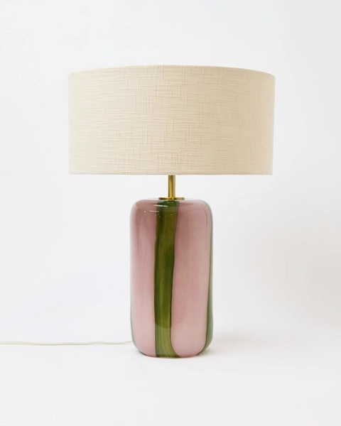 Clara Pink & Green Stripe Glass Desk & Table Lamp | Oliver Bonas | Green and pink lamp for living room, Desk table lamp, Lampshade