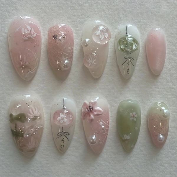Elegant Fairy Girl Pink Pearl Flashing Small Flowers Gentle Temperament Sweet Fashion Ins Style Nail Art Piece Detachable