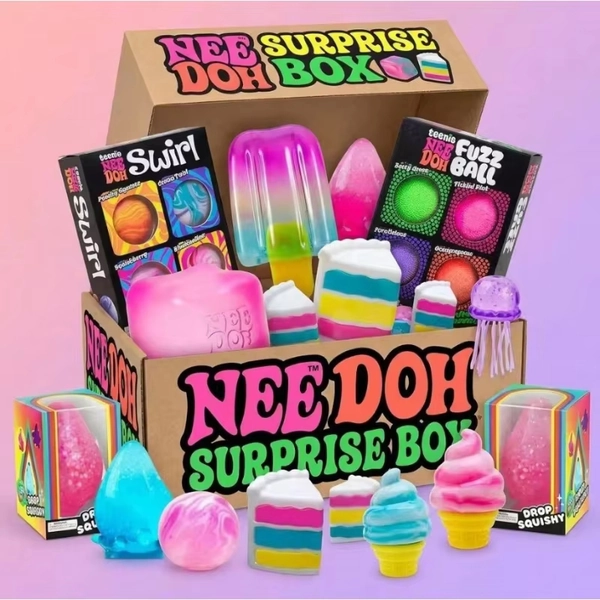 Nee Doh Mystery Surprise Box Slow Rise Squishy Toys for Stress Relief & Sensory Fun
