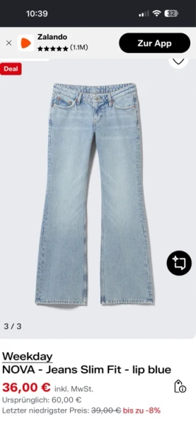 Weekday NOVA - Jeans Slim Fit - lip blue