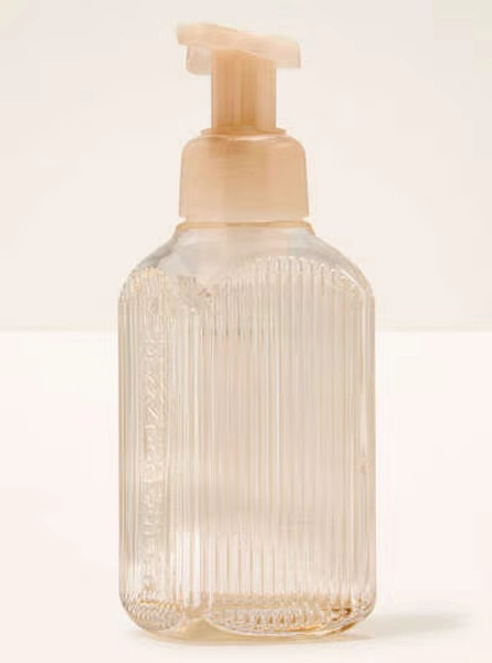 Cream Vertical Lines Gentle & Clean Foaming Hand Soap Dispenser