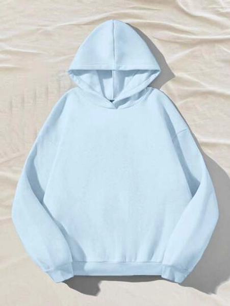 Attitoon Summer Outfits Women's Simple Casual Solid Color Pullover Hooded Long Sleeve Hoodie Without Drawstring Oversize In Fall/Winter